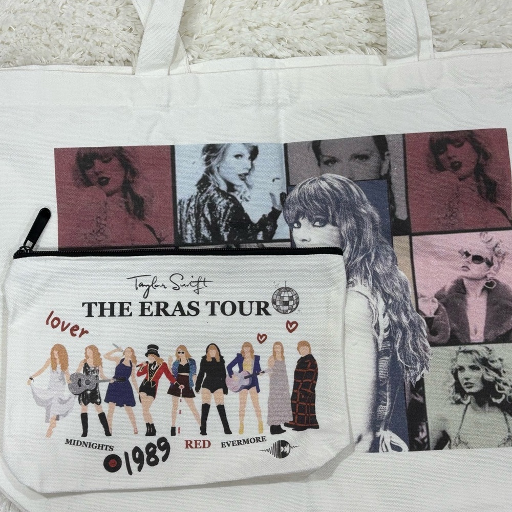 Taylor Swift Graphic White Tote and Pouch